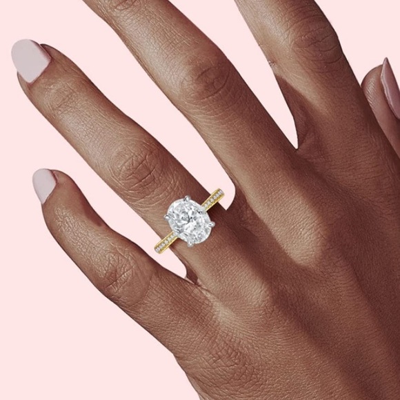 14k 5 cttw Oval Certified Diamond Moissanite Solitaire Ring - Picture 7 of 10